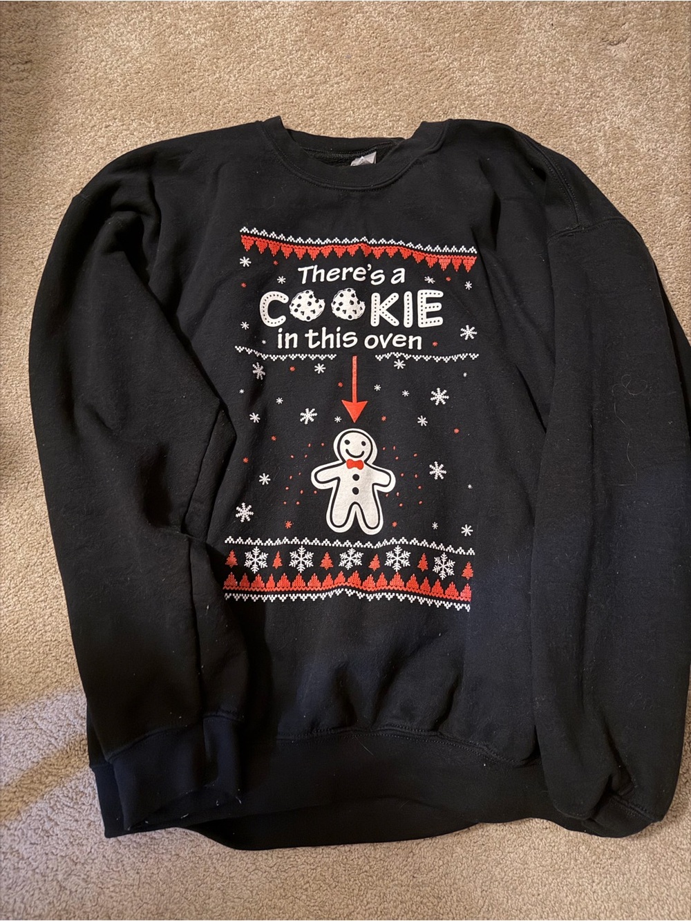 Black Women’s Maternity Holiday Sweater — "There’s a Cookie in This Oven"